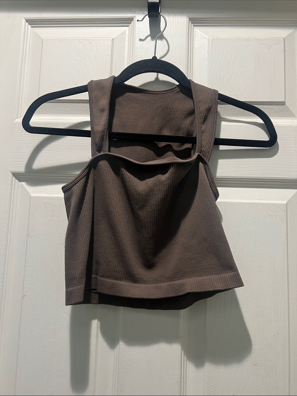 Women's Brown Ribbed Crop Tank Top